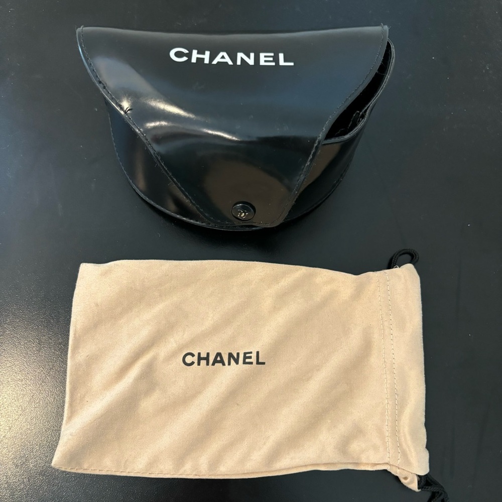 Chanel sunglasses case and cloth
